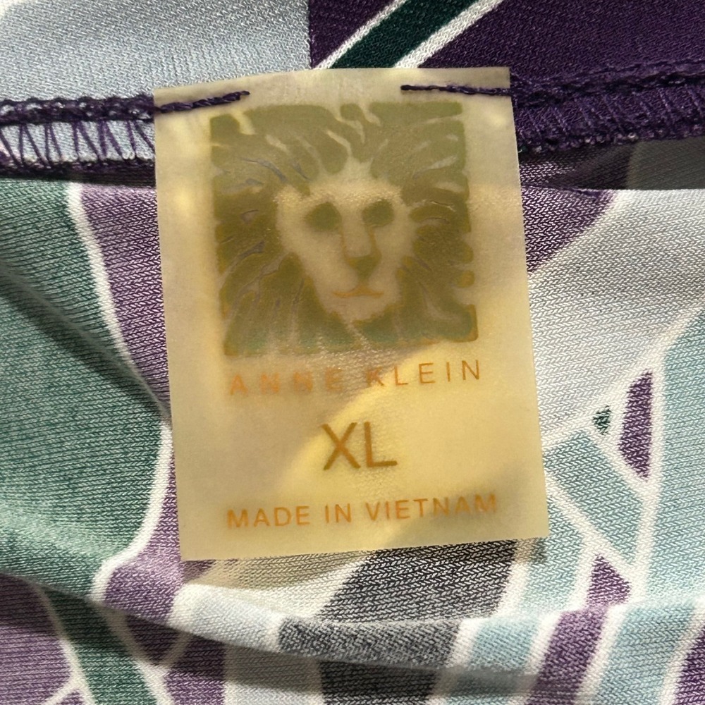 Anne Klein XL Purple Teal Abstract Swirl‎ Cowl Neck Long Sleeve Top - Picture 6 of 9